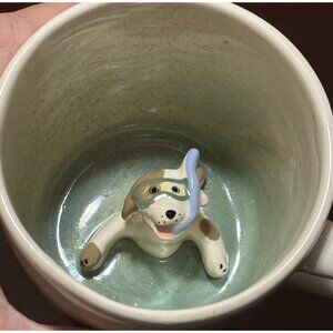 Spademan Pottery Ceramic Coffee Mug Dog Snorkeling Figure Inside Peek A Boo Cup